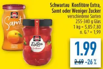 diska Schwartau Konfitüre Extra, Samt oder Weniger Zucker Angebot