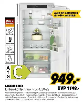 MEDIMAX Liebherr einbau-kühlschrank irbc 4120-22 Angebot