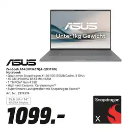 MediaMarkt Asus zenbook a14 (ux3407qa-qd313w) Angebot
