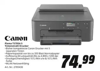 MediaMarkt Canon pixma ts705a 5 tintenstrahl drucker Angebot