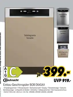MEDIMAX Bauknecht einbau-geschirrspüler bob d641ax Angebot