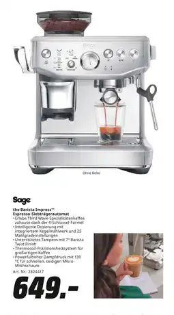 MediaMarkt Sage the barista impress espresso-siebträgerautomat Angebot
