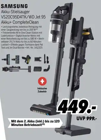 MEDIMAX Samsung akku-stielsauger vs20c95d4tk/wd jet 95 akku+ completeclean Angebot