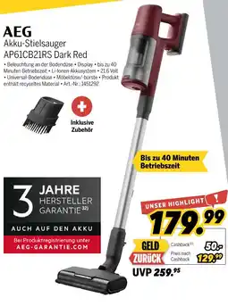 MEDIMAX Aeg akku-stielsauger ap61cb21rs dark red Angebot