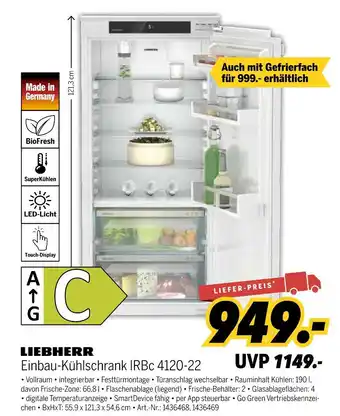 MEDIMAX Liebherr einbau-kühlschrank irbc 4120-22 Angebot