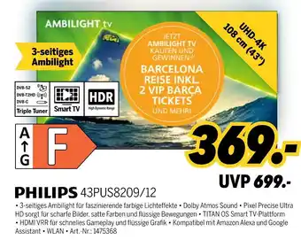 MEDIMAX Philips uhd 4k tv 43pus8209/12 Angebot