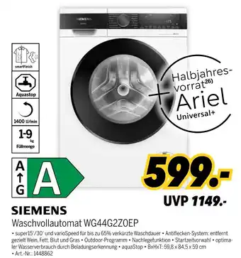 MEDIMAX Siemens waschvollautomat wg44g2z0ep Angebot
