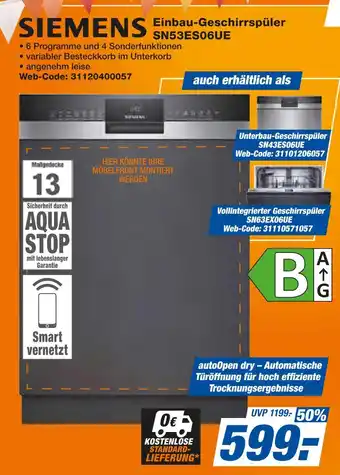 Expert Siemens einbau-geschirrspüler sn53es06ue Angebot