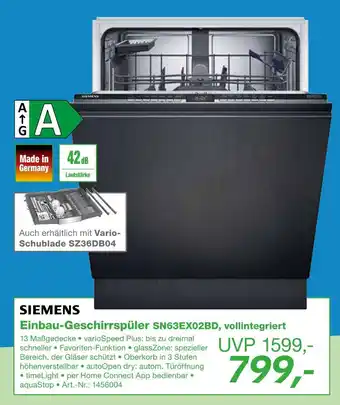 EP Siemens einbau-geschirrspüler sn63ex02bd, vollintegriert Angebot