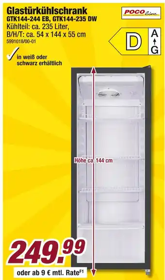 Poco Poco line glastürkühlschrank gtk144-244 eb, gtk144-235 dw Angebot