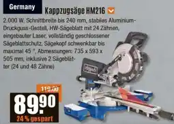 V Baumarkt Scheppach Kappzugsäge HM216 Angebot