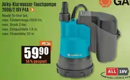 V Baumarkt GARDENA Akku-Klarwasser-Tauchpumpe 2000/2 18V P4A Angebot