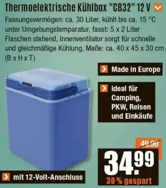 V Baumarkt Thermoelektrische Kühlbox "CB32" 12 V Angebot