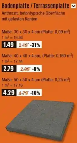 V Baumarkt Bodenplatte / Terrassenplatte Angebot