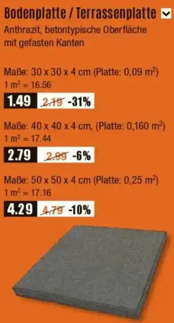 V Baumarkt Bodenplatte / Terrassenplatte Angebot
