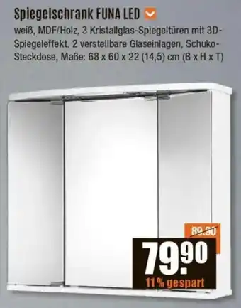 V Baumarkt Jokey Spiegelschrank FUNA LED Angebot