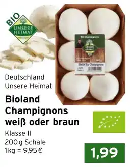 CAP Markt Bioland Champignons weiß oder braun Angebot