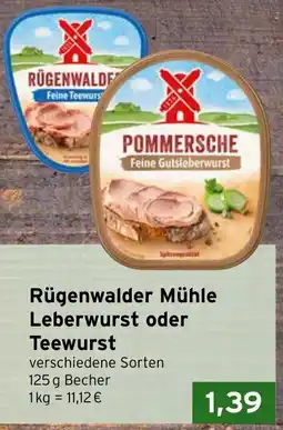 CAP Markt Rügenwalder Mühle Leberwurst oder Teewurst Angebot