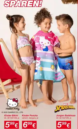 KiK Hello kitty oder marvel spiderman kinder bikini oder kinder poncho oder jungen badehose Angebot