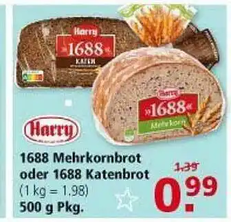 Multi Markt Harry 1688 Mehrkornbrot Oder 1688 Katenbrot Angebot