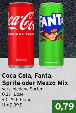 CAP Markt Coca Cola, Fanta, Sprite oder Mezzo Mix Angebot