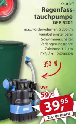 Sonderpreis Baumarkt Güde Regenfasstauchpumpe GFP 5201 Angebot