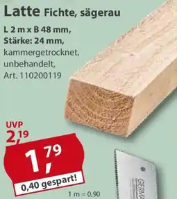 Sonderpreis Baumarkt Latte Fichte, sägerau Angebot
