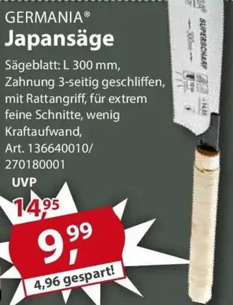 Sonderpreis Baumarkt GERMANIA Japansäge Angebot