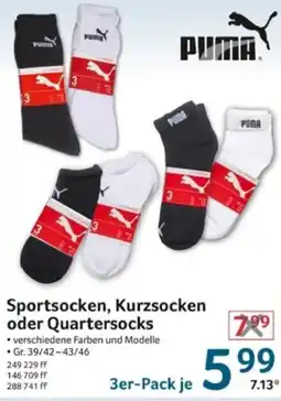 Selgros PUMA Sportsocken, Kurzsocken oder Quartersocks Angebot