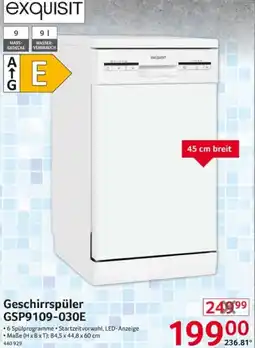 Selgros Exquisit Geschirrspüler GSP9109-030E Angebot