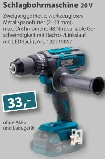 Sonderpreis Baumarkt GERMANIA Schlagbohrmaschine 20 V Angebot