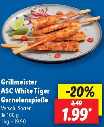Lidl Grillmeister ASC White Tiger Garnelenspieße Angebot