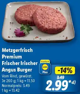 Lidl Metzgerfrisch Premium Frischer Irischer Angus Burger Angebot