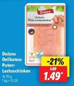 Lidl Dulano Delikatess Puten- Lachsschinken Angebot