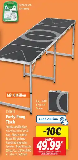 Lidl CRIVIT Party Pong Tisch Angebot