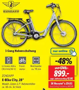Lidl ZÜNDAPP E-Bike City, 28" Angebot