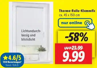 Lidl LICHT BLICK Thermo-Rollo-Klemmfix Angebot