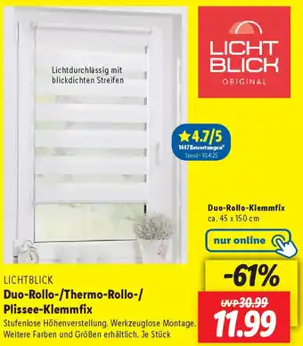 Lidl LICHT BLICK Duo-Rollo-Klemmfix Angebot