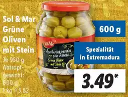 Lidl Sol & Mar Grüne Oliven mit Stein Angebot