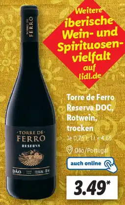 Lidl Torre de Ferro Reserva DOC, Rotwein, trocken Angebot