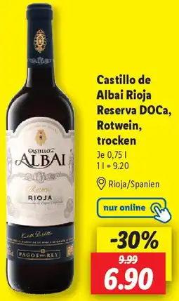 Lidl Castillo de Albai Rioja Reserva DOCa, Rotwein, trocken Angebot