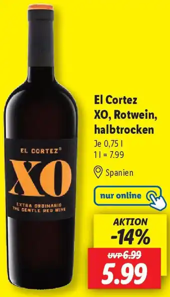 Lidl El Cortez XO, Rotwein, halbtrocken Angebot