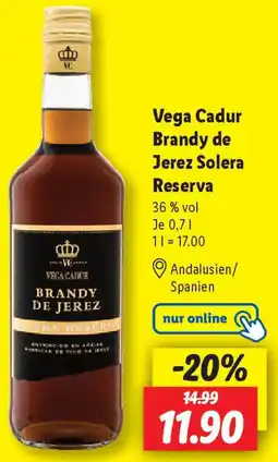 Lidl Vega Cadur Brandy de Jerez Solera Reserva Angebot