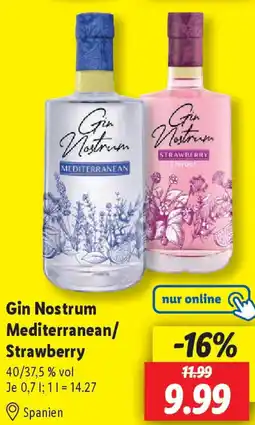 Lidl Gin Nostrum Mediterranean/ Strawberry Angebot