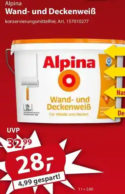 Sonderpreis Baumarkt Alpina Wand- und Deckenweiß Angebot