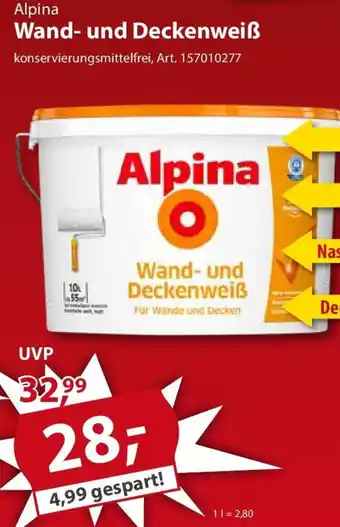 Sonderpreis Baumarkt Alpina Wand- und Deckenweiß Angebot