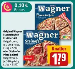 REWE Original Wagner Flammkuchen Elsässer Art oder Steinofen Pizza Salami Angebot