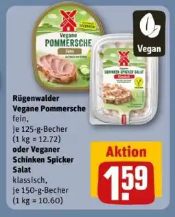 REWE Rügenwalder Vegane Pommersche fein oder Veganer Schinken Spicker Salat klassisch Angebot