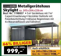 Norma Metallgerätehaus Skylight ca. 245 x 204 x 226 cm Angebot