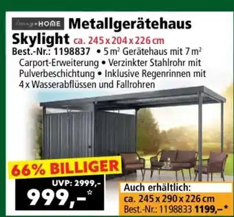Norma Metallgerätehaus Skylight ca. 245 x 204 x 226 cm Angebot